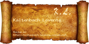 Kaltenbach Levente névjegykártya
